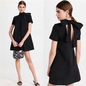 Staud Ilana Tie Bow Mini Dress Black
